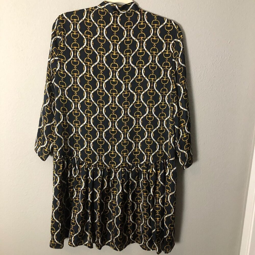 ZARA Equestrian Drop Waist Dress Top Women's size S Black Gold Horse Bit NEW - Picture 5 of 11